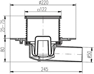 MCH Duschablauf Badablauf Bodenablauf 122x122 mm DN50 (381 B)