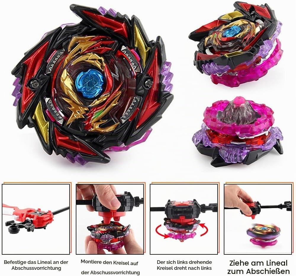 12 in 1 Kampfkreisel Set, Kampfkreisel Koffer mit 3 Bidirektionaler Sender, Bey Burst Turbo Blade Se