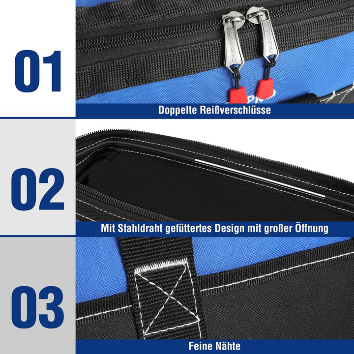 WORKPRO Werkzeugtasche Elektriker Wasserdichte Werkzeugtasche Profi, weite Öffnung & grosse Kapazitä