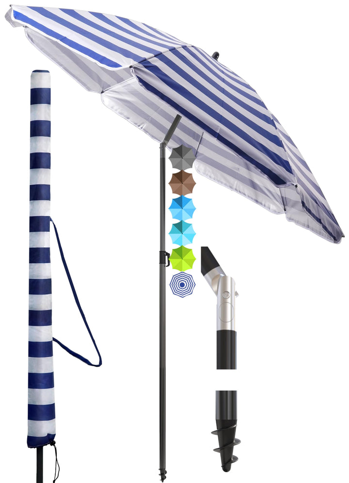 4smile Sonnenschirm Strand SunnyJoy Ø 180 cm, inkl. Hülle - UPF 50+ Strandschirm, Sonnenschirm Balko