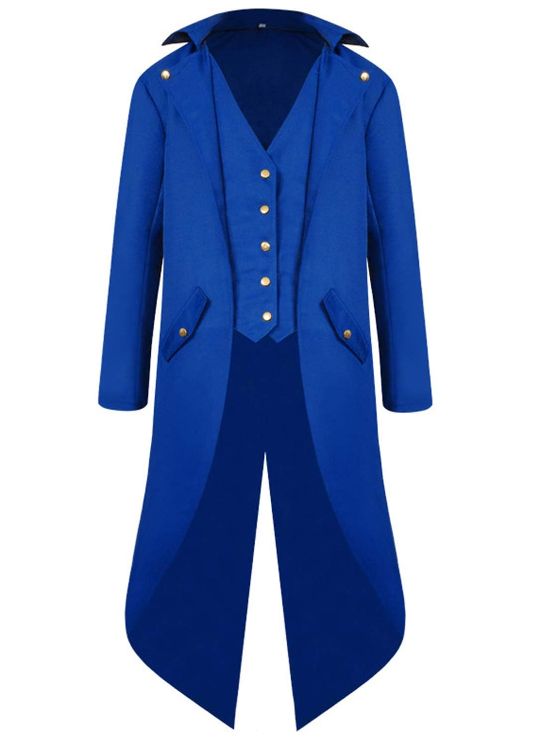Halloween Mittelalter Viktorianische Jacke Kostüme für Männer, Steampunk Gothic Frack Mantel Uniform