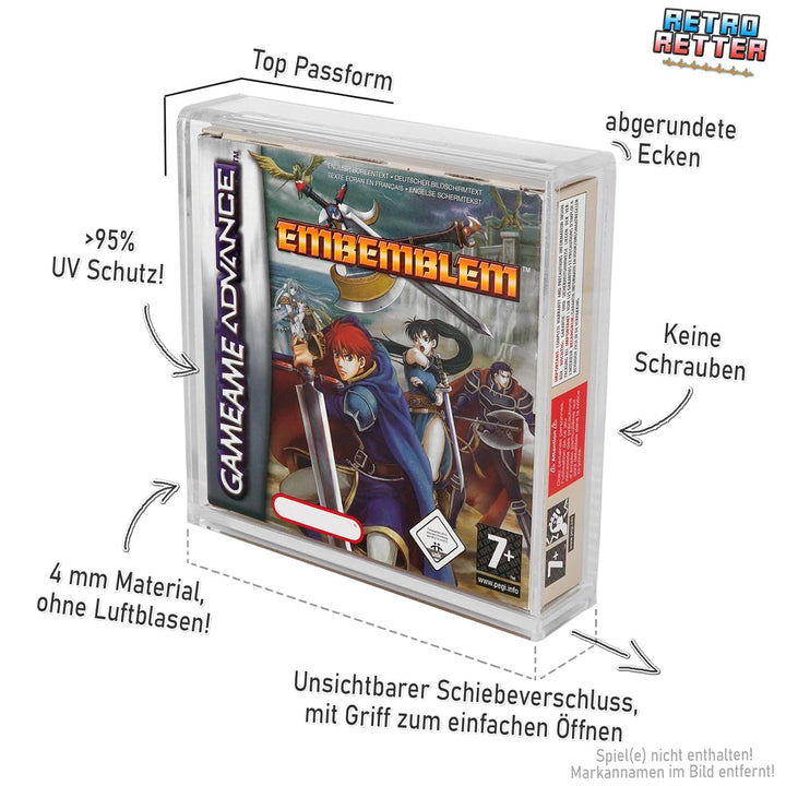 RetroRetter Acryl Case - ohne Standfuss - für GameBoy Classic Color Advance Spiele OVP - DMG GBC GBA
