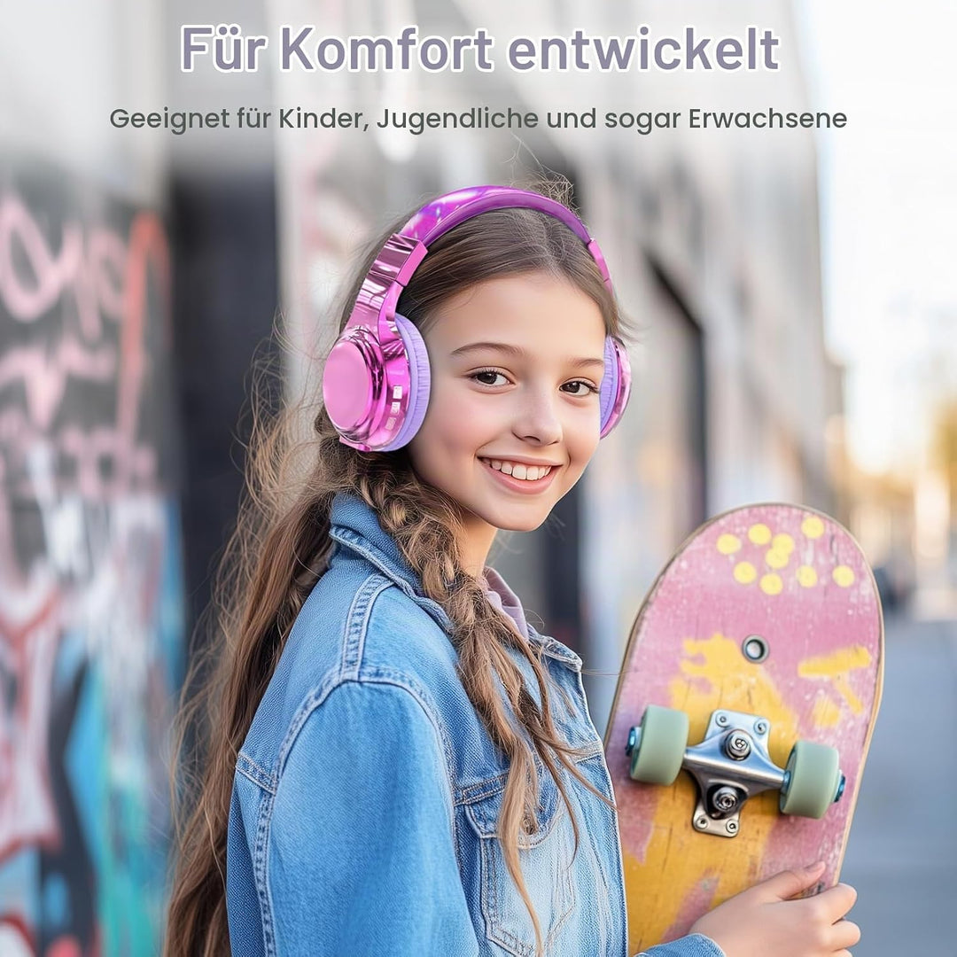 JYPS Bluetooth Kopfhörer Kinder, Kabellose Kopfhörer Bluetooth Kinder Over Ear, Kopfhörer Kinder Blu