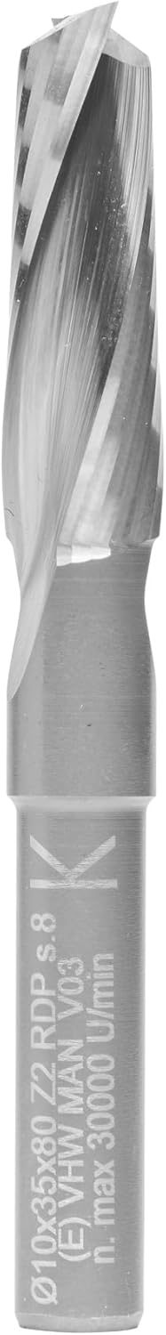 ENT 10032 Spiralnutfräser Premium VHW, Schaft (S) 8 mm, Durchmesser (D) 10 mm, NL 35 mm, GL 80 mm D=