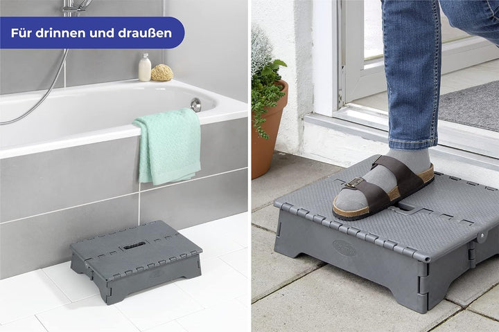 Maximex Klapp-Trittstufe Secura - Hochbelastbare Tritthocker bis 250 kg, Polypropylen, 40 x 10 x 28