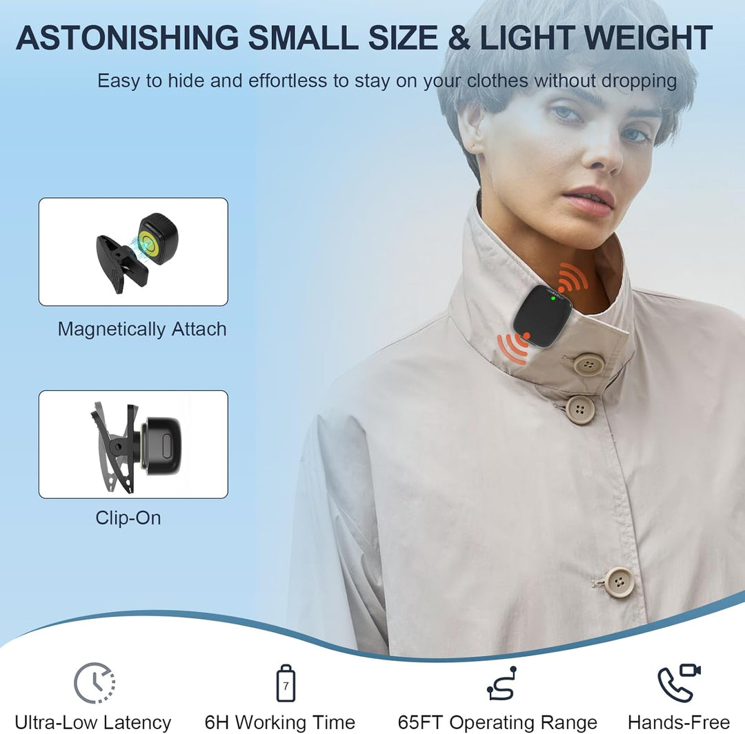 OSA Kabelloses Lavalier Mikrofon für iPhone 15/16 & Android, Mini Dual Ansteckmikrofon mit Rauschfil