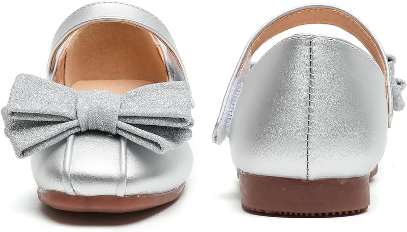 DADAWEN Klein Mädchen Mary Jane Ballerinas Prinzessin Taufschuhe 22 EU Silber, 22 EU Silber