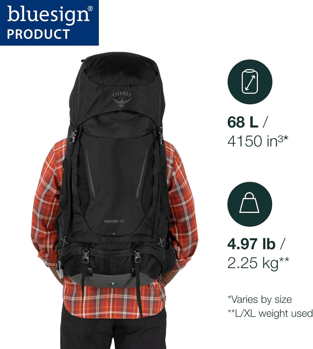 Osprey Herren Kestrel 68 Backpack (1er Pack) S-M Bonsai Green, S-M Bonsai Green