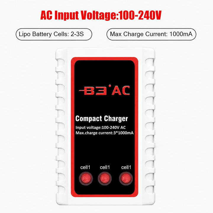 Haisito B3 Lipo Ladegerät für 2S 3S Akku (7.4V, 11.1V), Kompaktes Airsoft-Schnellladegerät (100-240V