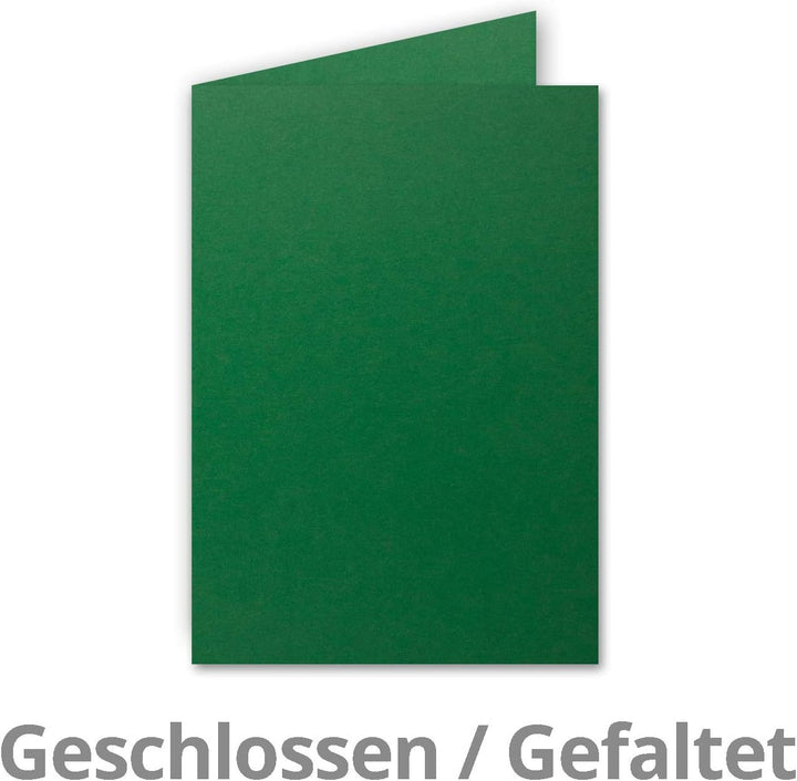 25x Faltkarten Set DIN A6/C6 mit Brief-Umschlägen in Dunkel-Grün - inklusive Einleger - 14,8 x 10,5
