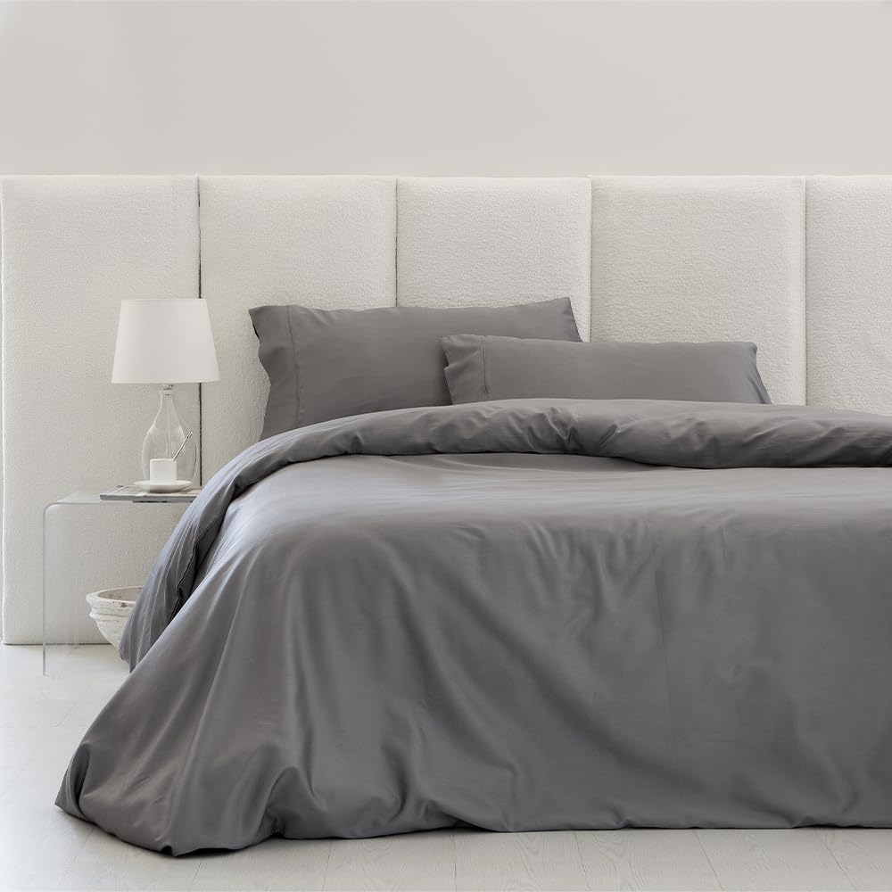 COTTON ARTean Bettwäsche-Set, ägyptische Baumwolle, Fadenzahl 300, Grau, Bett 150 x 190/200, 100 % ä