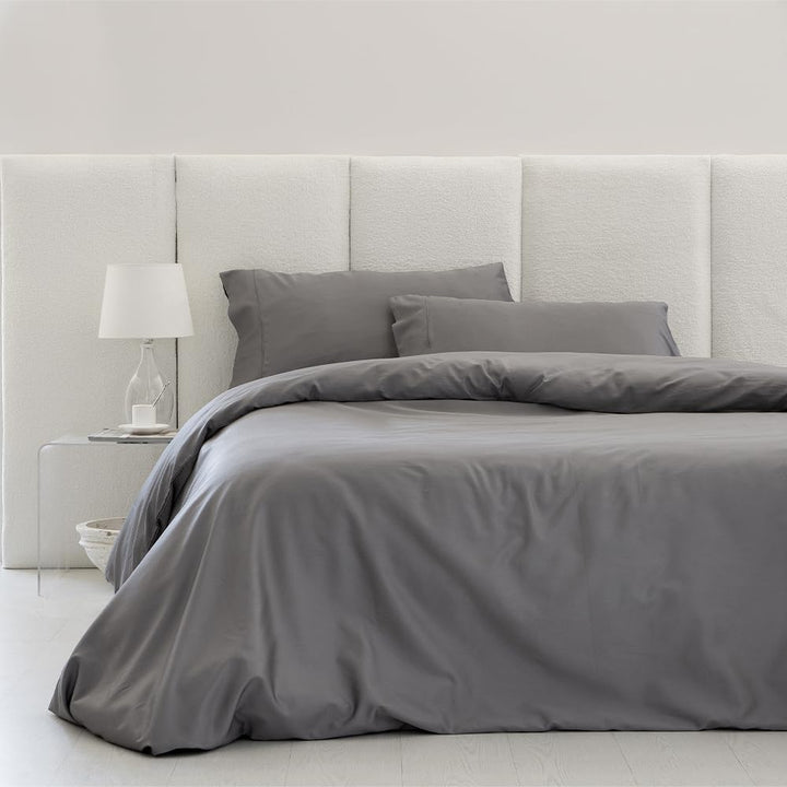 COTTON ARTean Bettwäsche-Set, ägyptische Baumwolle, Fadenzahl 300, Grau, Bett 150 x 190/200, 100 % ä