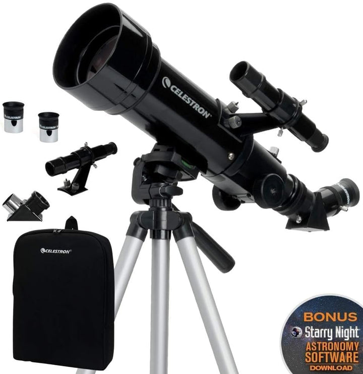 Celestron 21035 Reiseteleskop 70 Tragbares Refraktorteleskop-Set mit Rucksack, Schwarz TravelScope 7