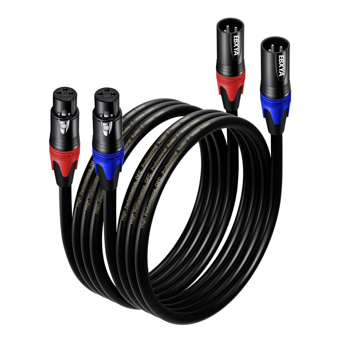 EBXYA XLR-Kabel Mikrofonkabel 1M 2Packs symmetrischer Stecker auf Buchse XLR-Patchkabel für DMX, Stu