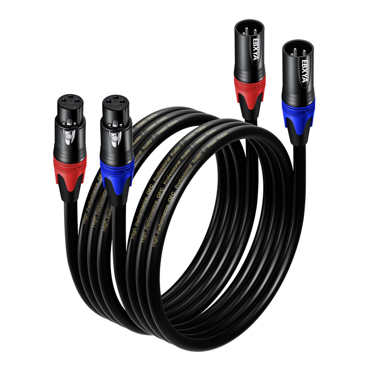 EBXYA XLR-Kabel Mikrofonkabel 1M 2Packs symmetrischer Stecker auf Buchse XLR-Patchkabel für DMX, Stu