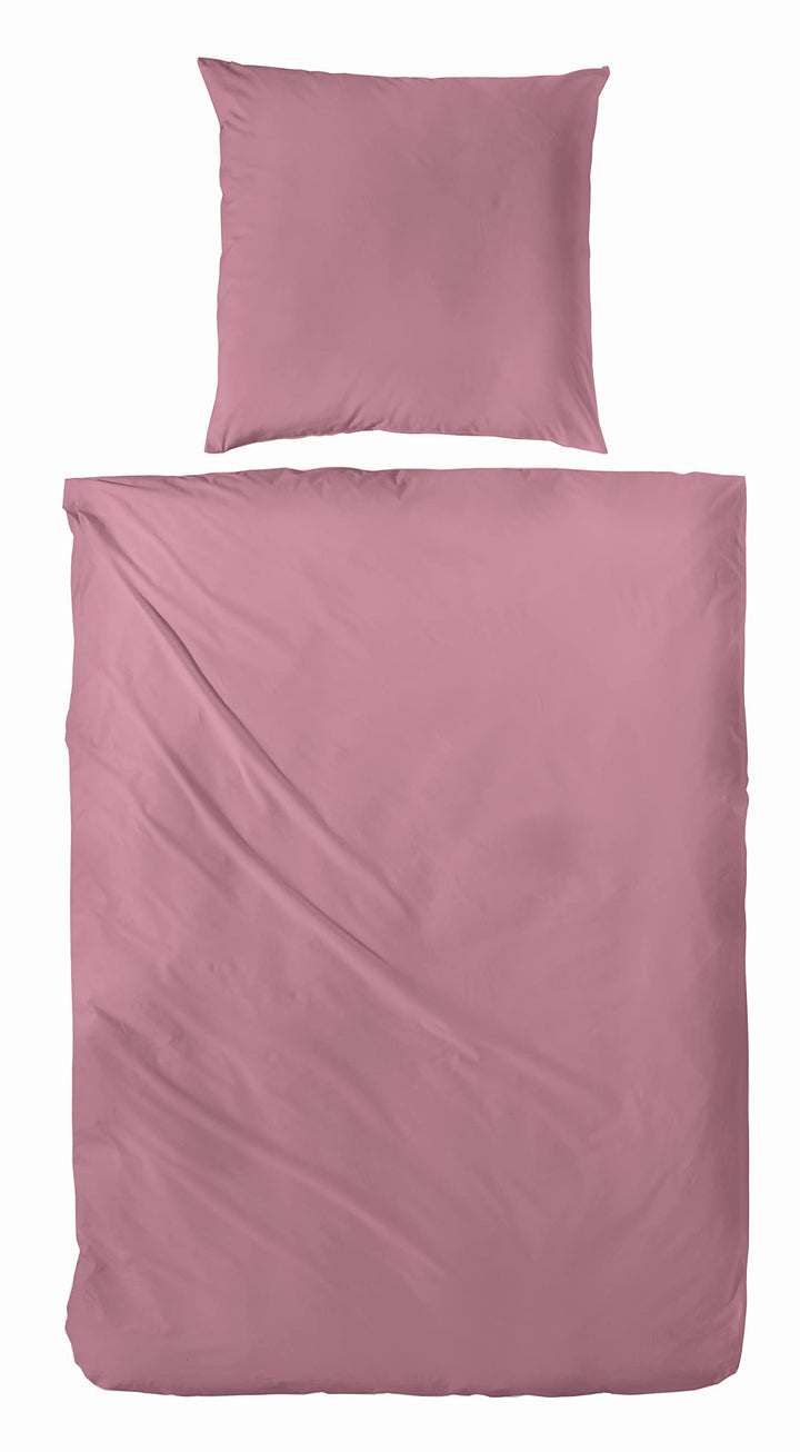 Beddress - Luxus-Satin-Bettwäsche, Uni Rosenholz, 200x200 + 2x80x80 cm, 100% gekämmte Baumwolle, Oek
