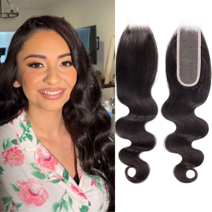 Huarisi 2x6 Lace Closure Human Hair Body Wave 16 inch Bleached Knots Free Part Transparent Lace Clos