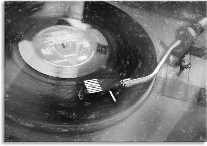 Pixxprint Glasbild | Wandbild aus Echtglas | Schallplatte | 80x60 cm | inkl. Aufhängung und Abstands