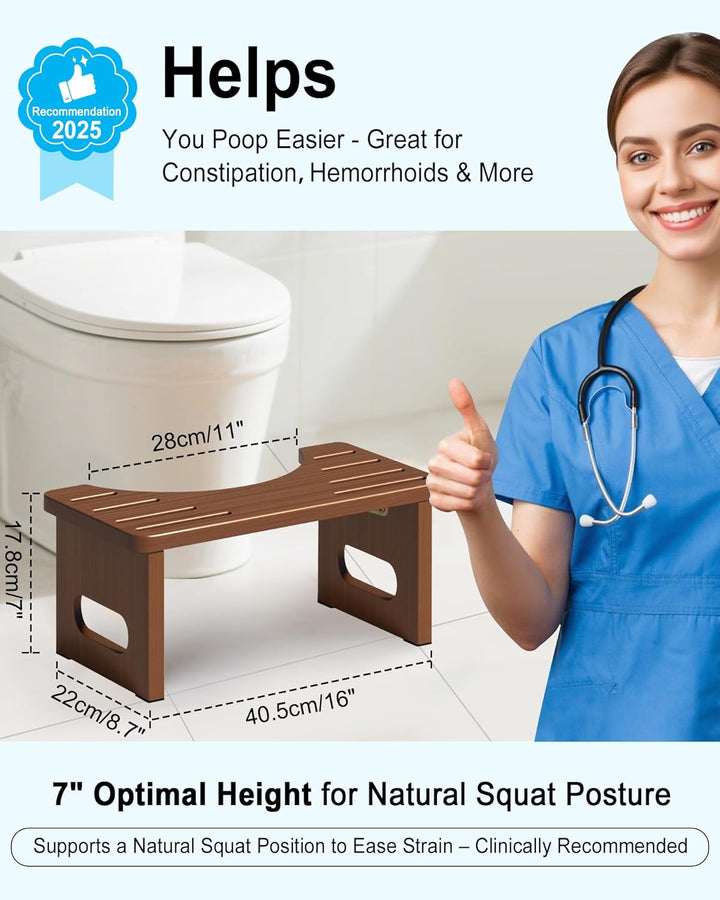 Toilettenhocker Holz, Klappbarer WC Hocker für Erwachsene, Toilettenhocker Erwachsene,Tritthocker Kl