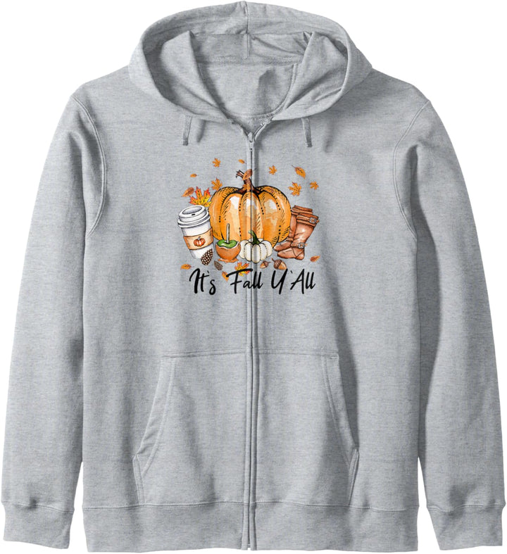 Funny Its Fall Yall Kürbis-Shirts für Frauen Lustig Halloween Kapuzenjacke