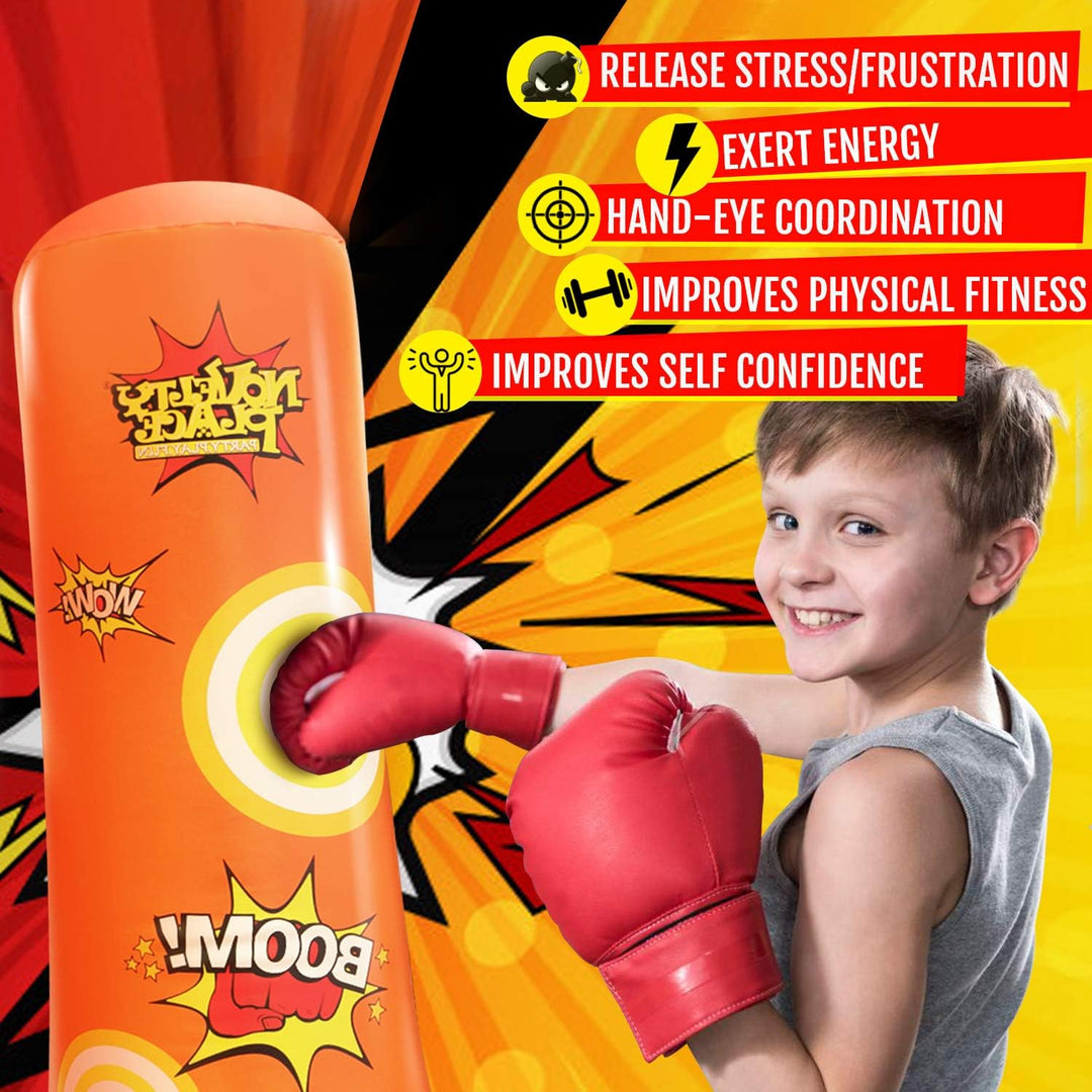 Novelty Place Kid's aufblasbarer Boxsack - 4 Fuss hoch Freistehender Buddy - Hit & Bounce Back Air B