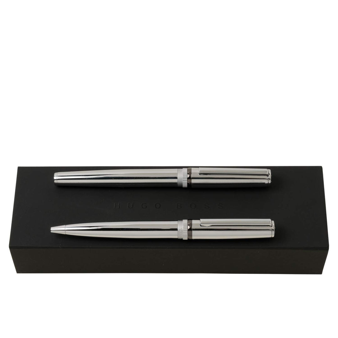 Geschenkset Gear Chrome (Kugelschreiber & Tintenroller) Kugelschreiber + Tintenroller Chrom, Kugelsc
