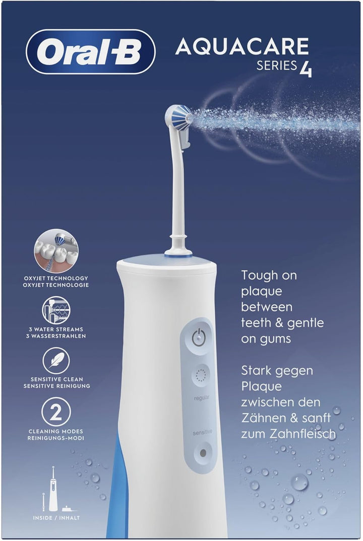 Oral-B AquaCare 4 Kabellose Munddusche, Zahnzwischenraumreiniger für sanfte Zahnreinigung & gesünder