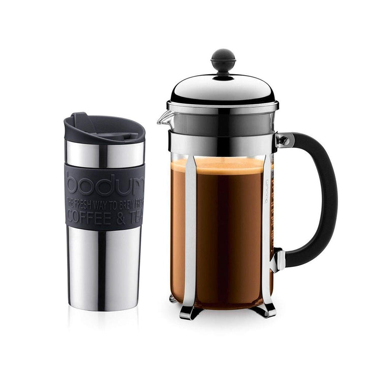 CHAMBORD SET: Kaffeebereiter, 8 Tassen, 1.0 l und Travel Mug, Edelstahl, 0.35 l