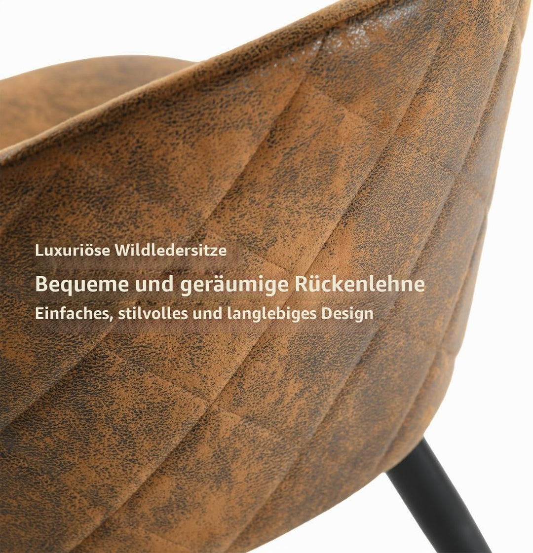 Esszimmerstuhl, 4er-Set moderne Küchenstühle aus Wildleder mit weicher Polsterung Grosse Rückenlehne
