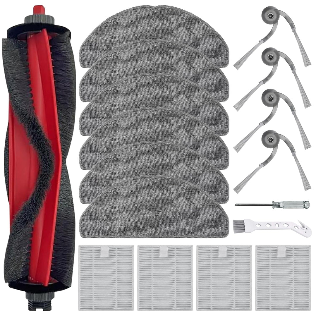 Zubehörset für Roborock Q7 M5/Q7 M5+, Q7 L5/Q7 L5+ Saugroboter, 1 Hauptbürsten, 4 HEPA Filter, 6 Wis