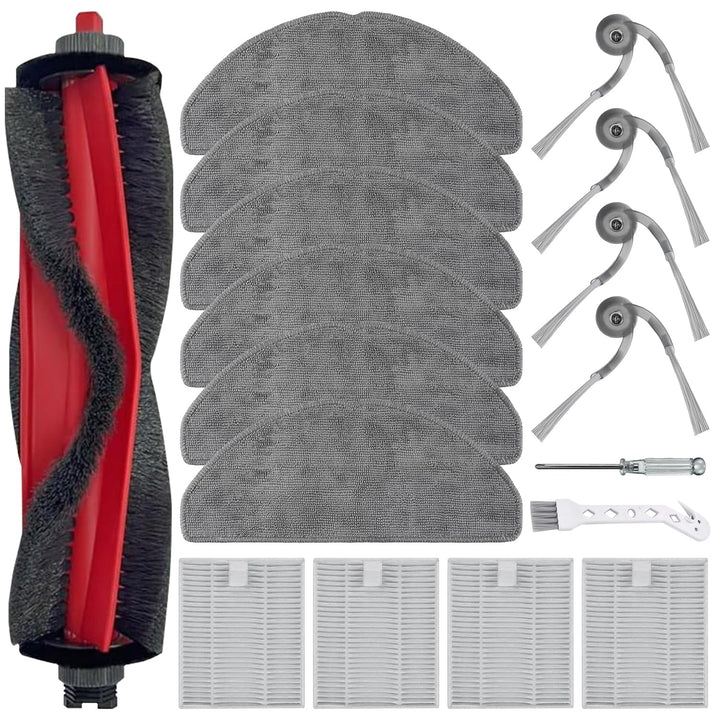 Zubehörset für Roborock Q7 M5/Q7 M5+, Q7 L5/Q7 L5+ Saugroboter, 1 Hauptbürsten, 4 HEPA Filter, 6 Wis