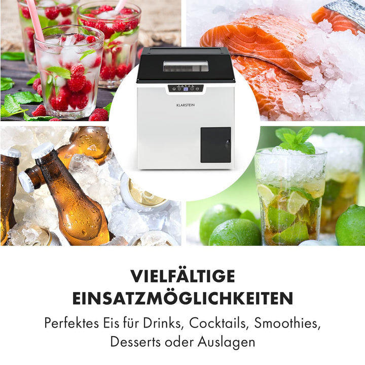 Klarstein Eiswürfelmaschine Klein, 3L Eiswürfelbereiter, Eiswürfelmaschine für 20kg Crushed Eis & Ei