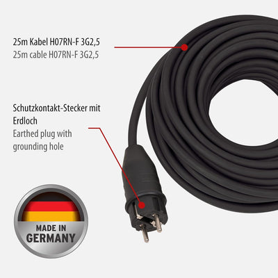 Brennenstuhl Adapterkabel/CEE-Adapter mit Schutzkontakt-Stecker und CEE-Kupplung (25m Kabel in Schwa