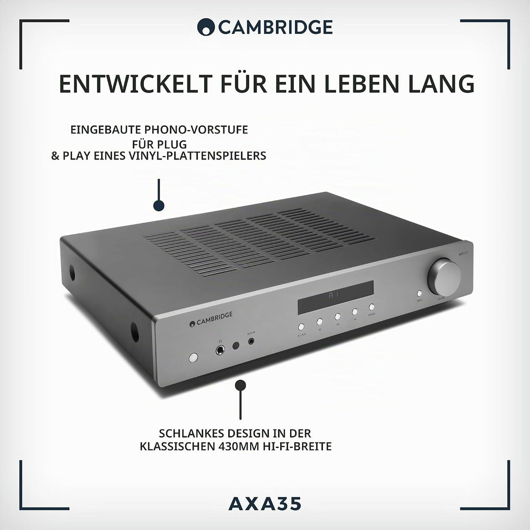 Cambridge Audio AXA35 Audio-Verstärker, 35 W, 0,01%, 82 dB, 47000 Ω, 5–50000 Hz, Klemmanschlüsse