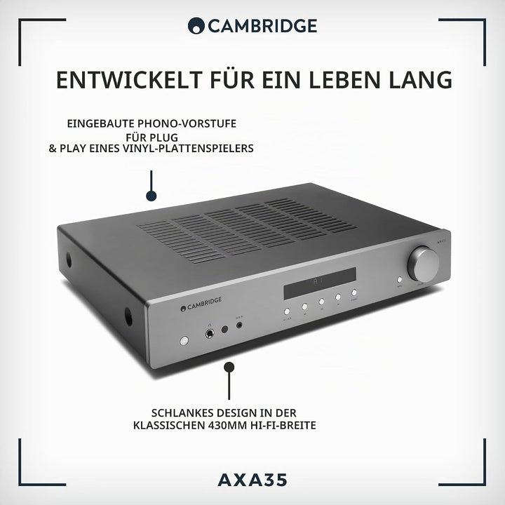 Cambridge Audio AXA35 Audio-Verstärker, 35 W, 0,01%, 82 dB, 47000 Ω, 5–50000 Hz, Klemmanschlüsse