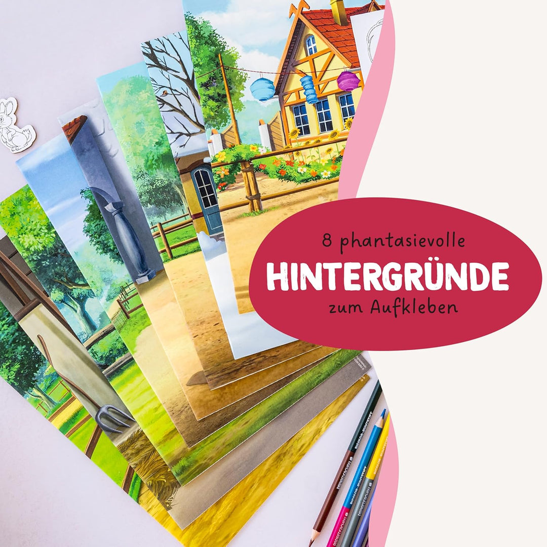 Papierdrachen Bastelbox Bibi & Tina - Komplettes Pferde Bastelset ab 3 Jahren - Inkl. Buntstifte & K