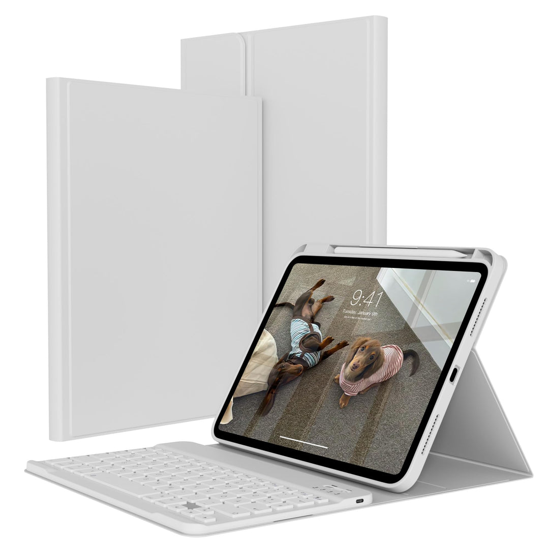 Hülle mit Tastatur für iPad A16 11/10 Generation (2025/2022, 11/10.9 Zoll) - QWERTZ Deutsches Layout