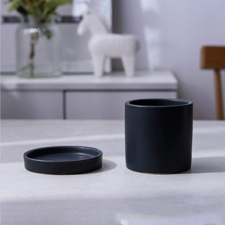 HEMOTON Keramik Sukkulenten Töpfe mit Drainage Runde Pflanzgefässe mit Untertasse Garten Mini Kaktus