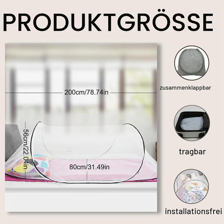 Moskitonetz Pop Up Einzelbett, 200 x 80 x 56 cm Moskitonetz Reise Faltbares Mosquito Netz Reise Ohne