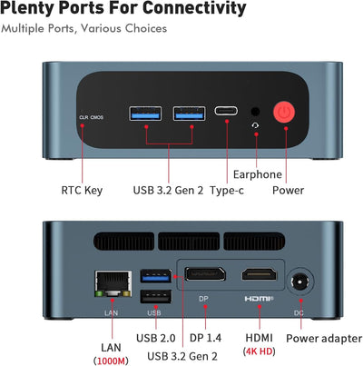 TRIGKEY Mini PC 5800H (bis zu 4,5 GHz) Gaming Mini PC AMD Ryzen 7 16 GB DDR4 500 GB NVME SSD Triple