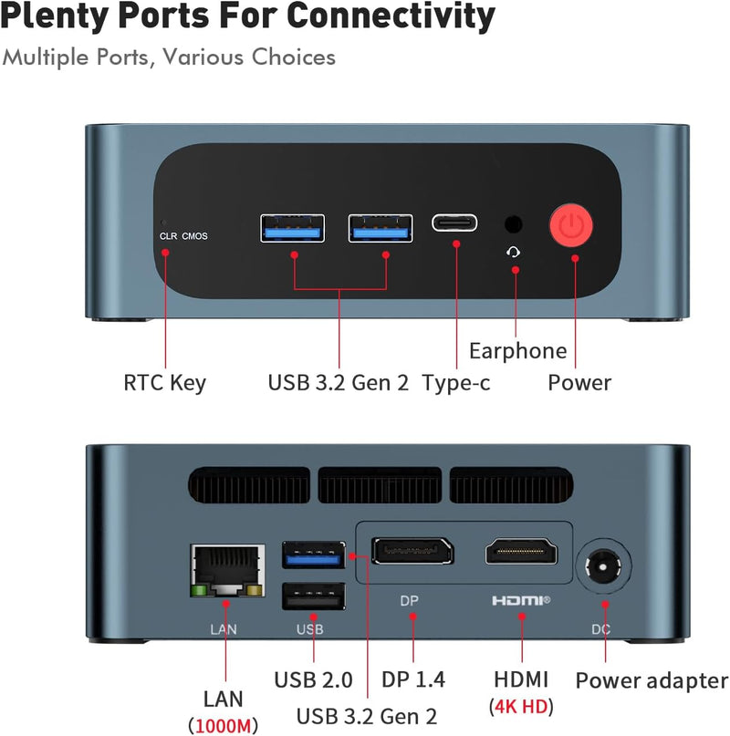 TRIGKEY Mini PC 5800H (bis zu 4,5 GHz) Gaming Mini PC AMD Ryzen 7 16 GB DDR4 500 GB NVME SSD Triple