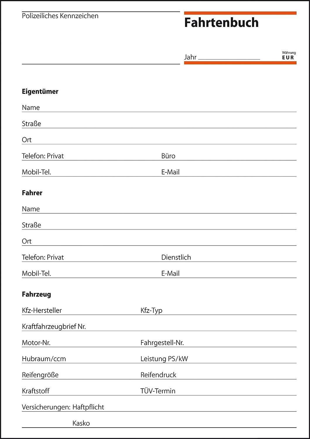SIGEL FA513/10 Fahrtenbücher A5, 64 Seiten, 10er Pack - für Vielfahrer max. 540 Fahrten - für Deutsc