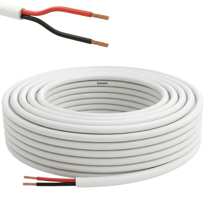 Lumonic 2x 0,34mm² LED Steuerleitung weiss 50m I ummanteltes 2 adriges Kabel flexibel I Geschirmtes