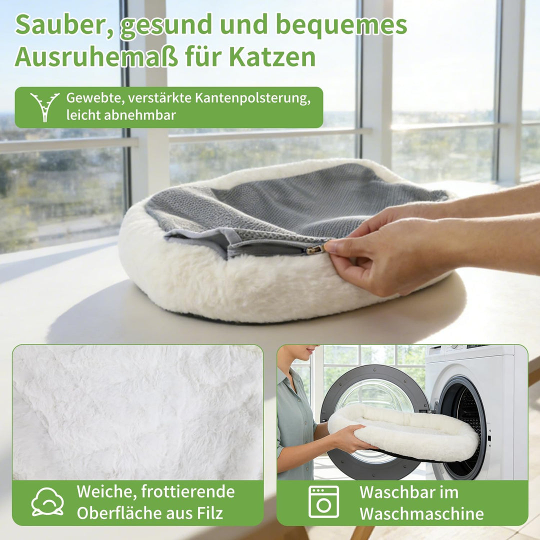 Katzen Fensterliege Hängematte mit Tierhaarentferner Handschuh, Katzen Hängematte mit Abnehmbarem 4-