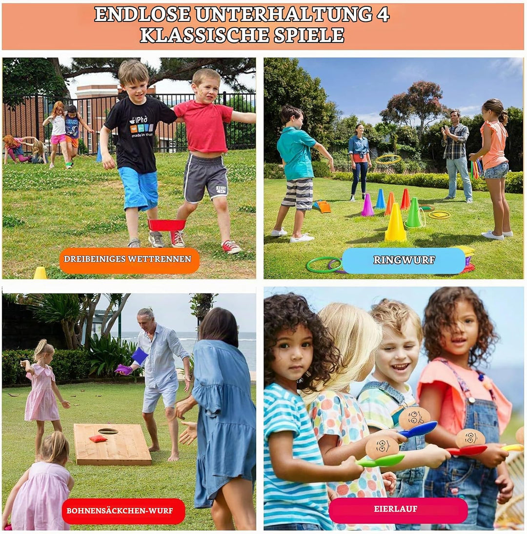 Outdoor Spiele Set für Kinder, Gartenspiele für Kindergeburtstag, Ringwurfspiel, Ausgewogener Eierlö