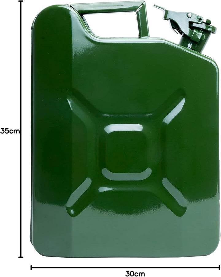 Motorkit 10 Liter Kraftstoffkanister aus Metall mit Bajonettverschluss. Benzinkanister Farbe Olivgrü