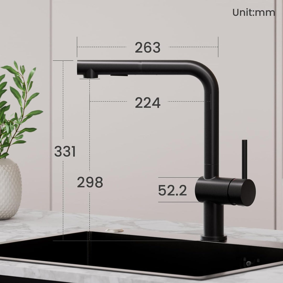 CECIPA Wasserhahn Küche, Küchenarmatur mit Brause Zwei Wasserstrahlarten, Einhebel Armatur Küche 360