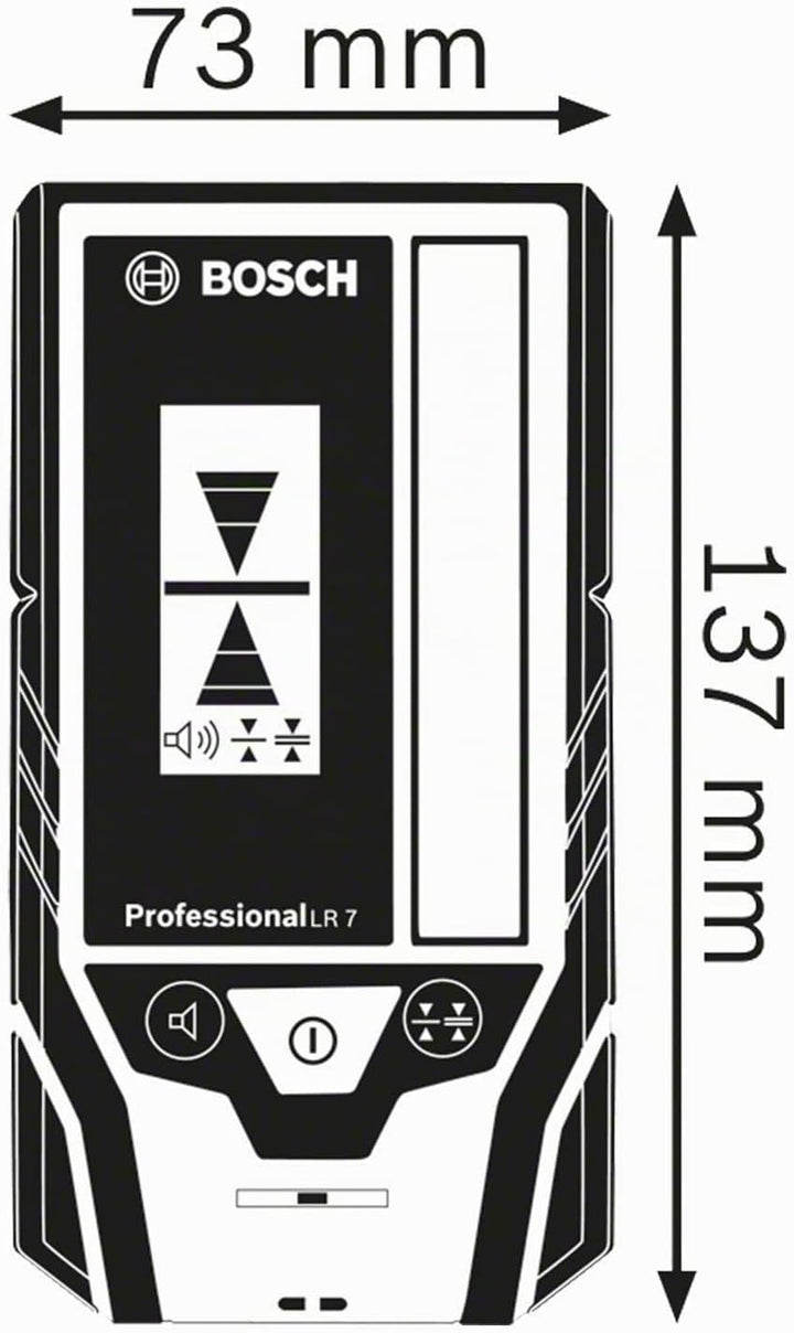 Bosch Professional Laserempfänger LR 7 (roter und grüner Strahl, 2 x AAA Batterien, Reichweite: 5-50