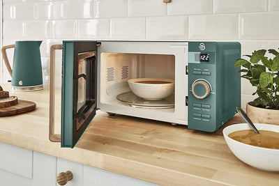 Swan Nordic Digital Mikrowelle 20L, 6 Betriebsstufen, 800W Leistung, Timer 30 min, Easy Clean, Aufta