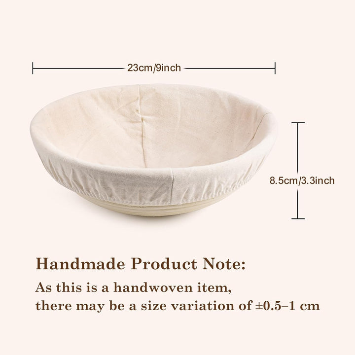 Clheatky Gärkörbchen Rund, ø 23cm, Höhe 8.5 cm Gärkorb Set Aus Natürlichem Peddigrohr Proofing Baske